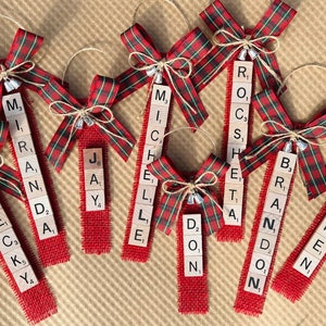 Personalized Scrabble Tile Letter Name Ornaments, Christmas 2023, Timeless Gift, Nostalgic Ornament, Gift Scrabble Lover, Secret Santa Gift