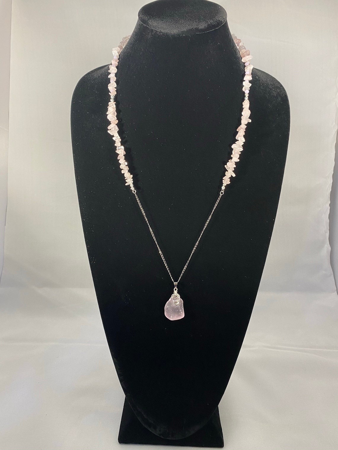 Pink Stone and Silver Necklace - Etsy