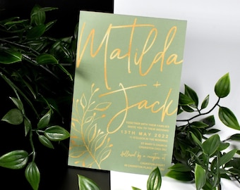 Botanical Wedding Invitation, Greenery Wedding Invitation Set, Outdoor Wedding Invitation, Floral Wedding Invite Pack