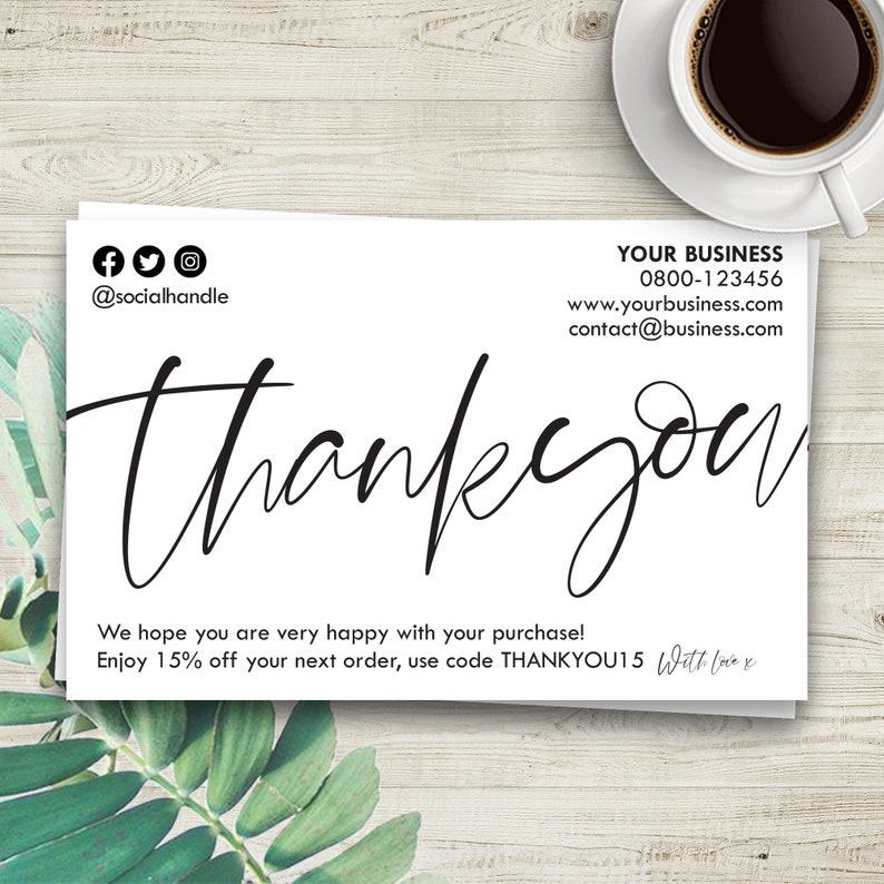 Customer Thank You Cards Modern Parcel Inserts for Etsy