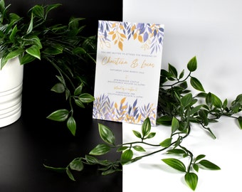 Botanical Wedding Invitation, Greenery Wedding Invitation Set, Outdoor Wedding Invitation, Floral Wedding Invite Pack