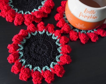 Tulip Crochet Coaster – Handmade Floral Mug Rug, Spring Table Decor, Cottagecore Home Accent