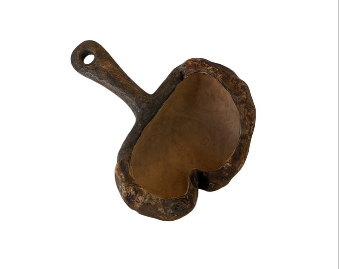 Vintage Norwegian Burl Wood Ladle - Rustic Farmhouse Kitchen Decor