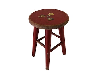 Vintage Norwegian Handmade Peasant Stool with Lovely Patina | 1900s Farm Find from Telemark