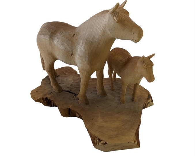 Unique Norwegian Wooden Horse Carving - Vintage Handcarved Horse Figurine