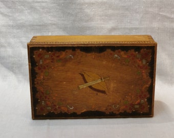 Vintage Handmade Wooden Cigar Container | Classic Cigarette Holder with Handpainted Decor | 1978 Collectible