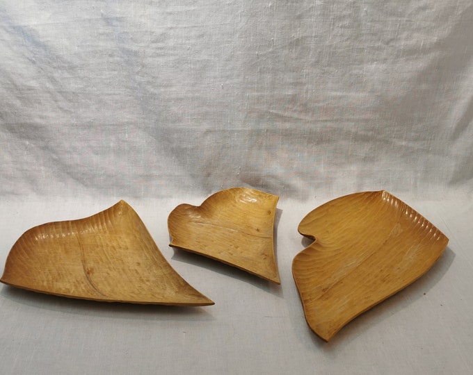 Vintage Handmade Wooden Birch Serving Plates, 3 pieces, Handmade decoration