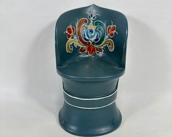 Vintage Norwegian Rose Painted Miniature Chair - Nordic Collection Decor