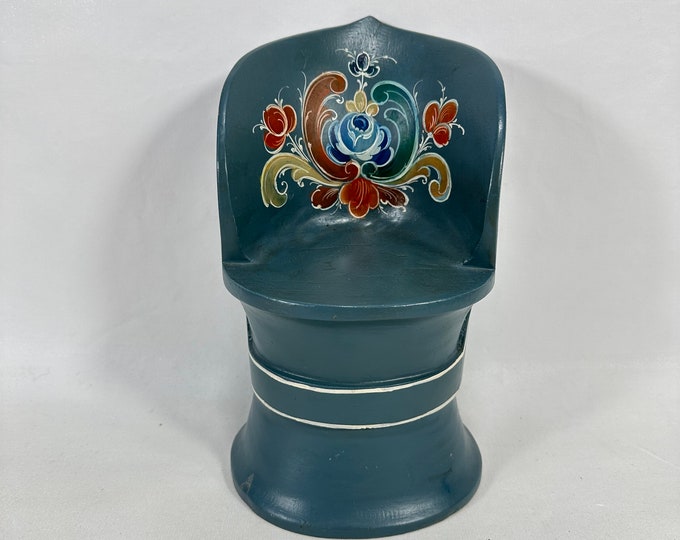 Vintage Norwegian Rose Painted Miniature Chair - Nordic Collection Decor