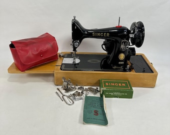 Vintage Singer Electric Sewing Machine 99k with Extra Equipment - Industrial Charm for Your Sewing Space!