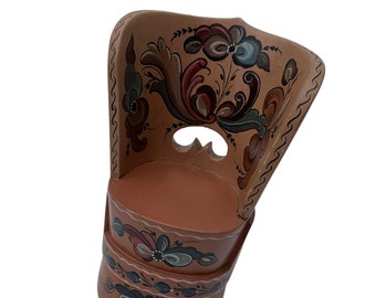 Authentic Vintage Norwegian Log Chair with Hand Painted Rosemaling - 1970s Scandinavian Decor