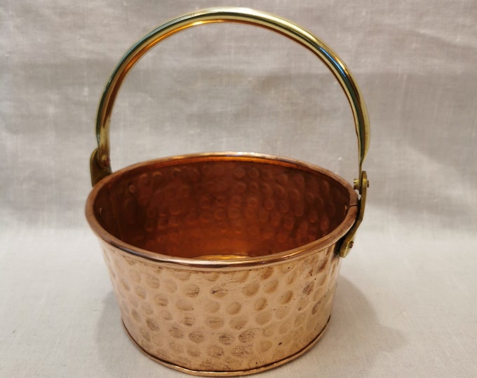 Vintage Norwegian Copper bucket/basket with brass handle