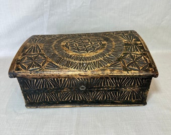 Rare 18th Century Norwegian Strong Box with Nordic Pattern - Authentic Patina & Collectible Quality