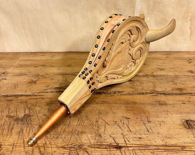 Exquisite Norwegian Vintage Fireplace Blower - Hand Carved Rose Pattern - Unique Home Decor