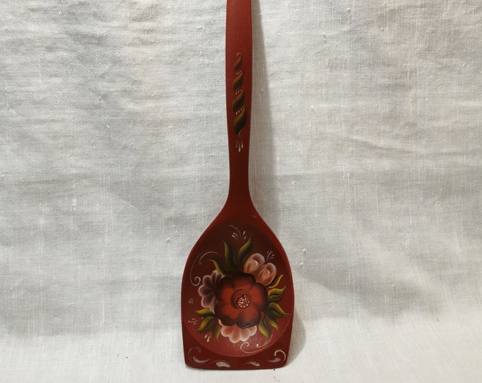 Traditional Scandinavian Rosemaling Wooden Spoon - Hand Painted Norwegian Vintage Folk Art Ladle