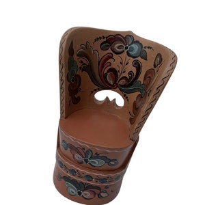 Authentic Vintage Norwegian Log Chair with Hand Painted Rosemaling - 1970s Scandinavian Decor