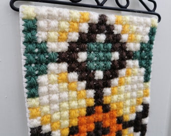 Vintage Norwegian Hand Woven Tapestry Wall Hanging - Retro Design - Colorful Norwegian Folk Art