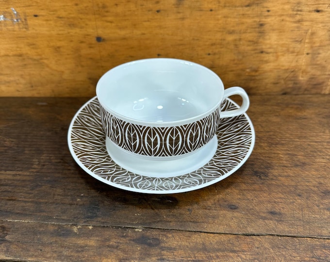Vintage 1970s Rörstrand Ceylon Tea/Cocoa Cup & Saucer Set - Swedish Porcelain Beauty