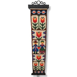 Vintage Norwegischer handgewebter Wandbehang - Authentische norwegische Volkskunst der 1960er Jahre