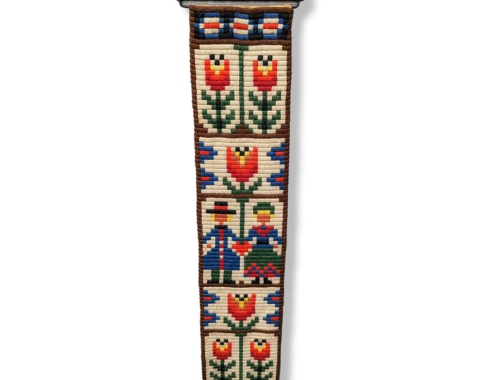 Vintage Norwegian Hand Woven Tapestry Wall Hanging - Authentic 1960s Norwegian Folk Art