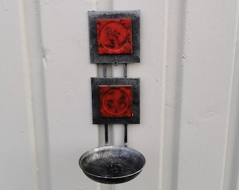 Vintage Modern Danish Wall Candle Holder - Red Tile Decor - Dantoft Denmark 1970s