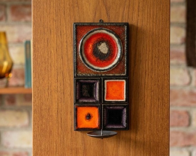 Konrad Galaaen Wall Candle Holder | Porsgrund Artist Design 1960s | Norwegian Brutalist Ceramic Art Sculpture Retro Decor