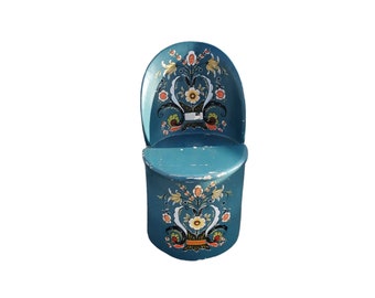 Vintage Norwegian Hand-Carved Kubbestol | 1970s Log Chair | Rosemaling Patterns | Rustic Home Decor | Scandinavian Heritag