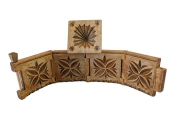 Antique Wooden Butter Mold | Handmade Norwegian Cheese Mold | Handcarved Folk Art | Farmhouse Country Style