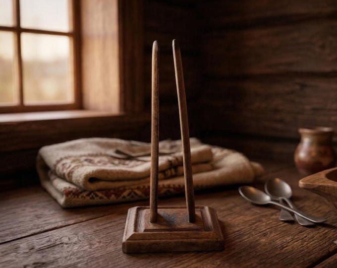 Antique Norwegian 19th Century Rushlight Holder | Primitive Wood Candle Holder | Rustic Folk Art Candlestick Scandinavian Decor