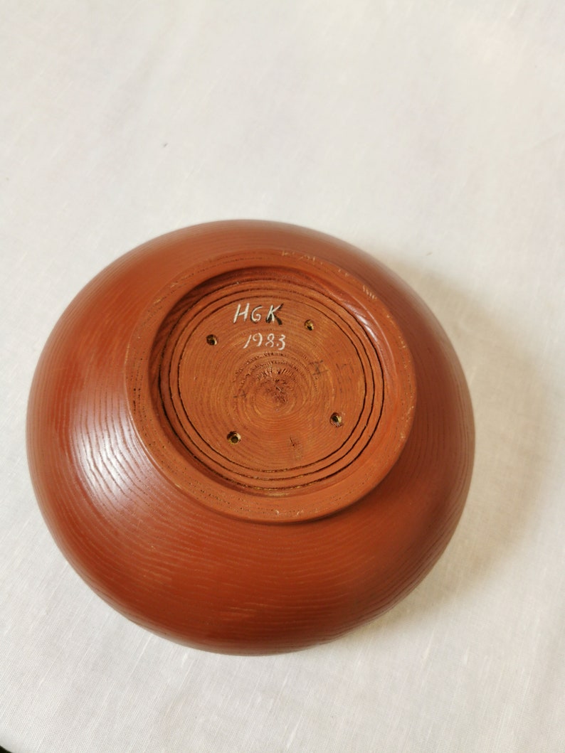 Vintage Norwegian folk art Rosemalt wooden bowl