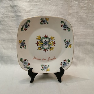 Assiette de collection vintage Figgjo en silex de Norvège - Valle Design des années 1970 avec rosace et bordure dorée