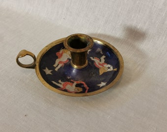 Vintage brass/enemal candleholder