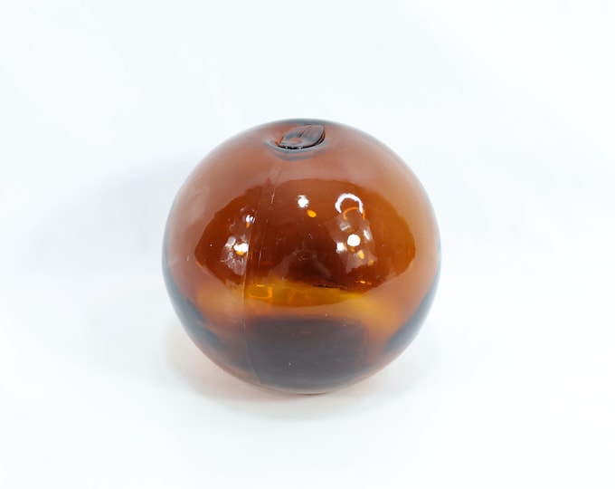 Norwegian Old Fishing Float 1940s | Maritime Treasure | Reddish Brown Glass Ball | Nautical Nostalgia | Collector's Item