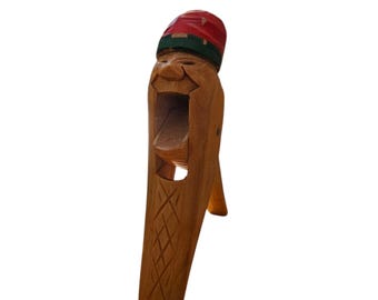 Vintage Norwegian Christmas Santa Nutcracker - 1940s Hand Carved Collectible from Norway