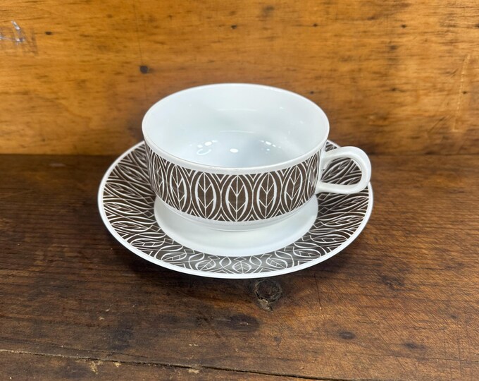 Vintage 1970s Rörstrand Ceylon Tea/Cocoa Cup & Saucer Set - Swedish Porcelain Beauty