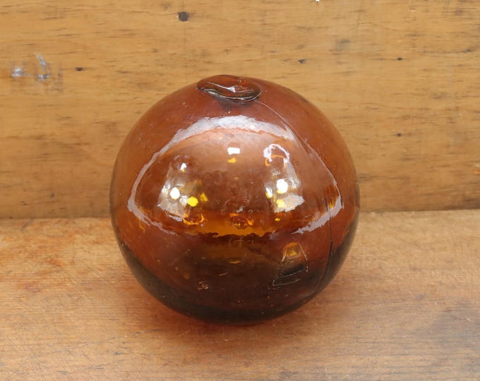 Norwegian Old Fishing Float 1940s | Maritime Treasure | Reddish Brown Glass Ball | Nautical Nostalgia | Collector's Item