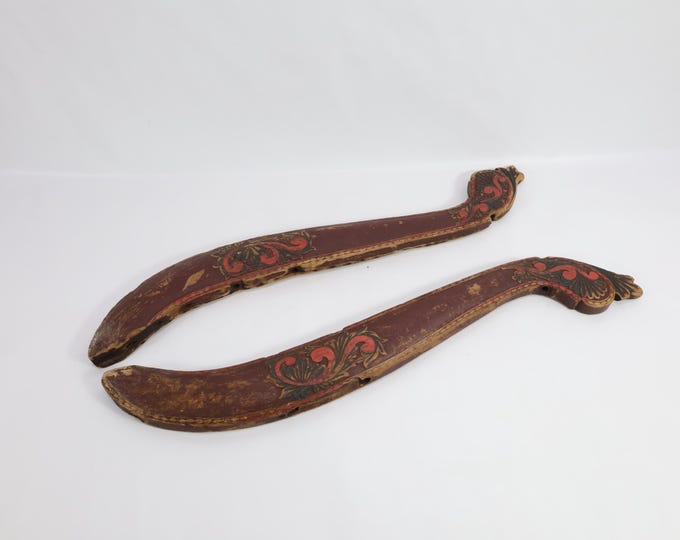 Antique Norwegian Wooden Harness | Hand-Carved Decor | Rustic Table Decoration | 1800s Heritage