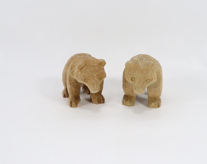 Hand-Carved Norwegian Bears | Telemark Folk Art | 1970s Nordic Carving | Unique Collector's Item | Nordic Gift