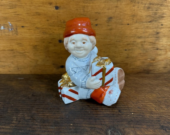 Vintage Norwegian Porcelain Figurine | Santa Child Christmas Boy | Holiday Decor | Telemark Norway | Collectible