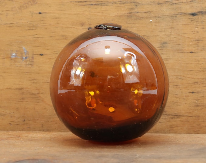 Norwegian Old Fishing Float 1940s | Maritime Treasure | Reddish Brown Glass Ball | Nautical Nostalgia | Collector's Item