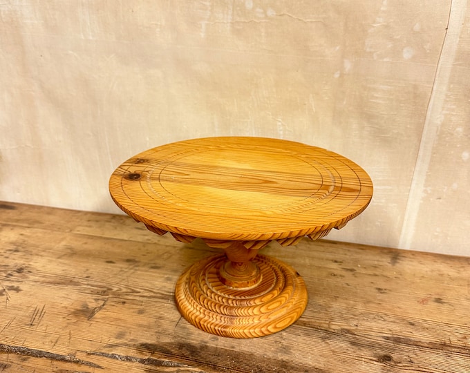 Stunning Vintage Norwegian Cake Stand from Bergen - Hand Carved Wood