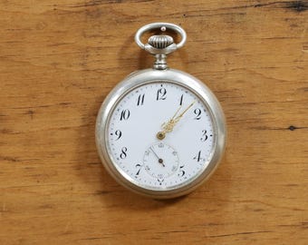 1960s Swiss Made Pocket Watch | Vintage Porcelain Dial | Timeless Elegance | Collectible | Artisanal Craftsmanship