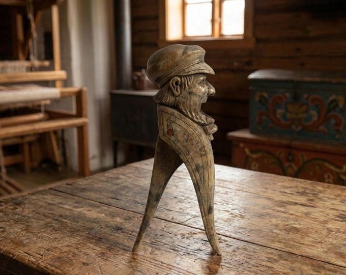 1950s Norwegian Figural Nutcracker | Hand Carved Sea Captain Wooden Cracker Mid Century Scandinavian Folk Art Decor