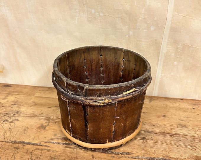 Antique Norwegian Peasant Butter Bucket - 1800s Vintage with Stunning Patina - Museum Quality Collectible