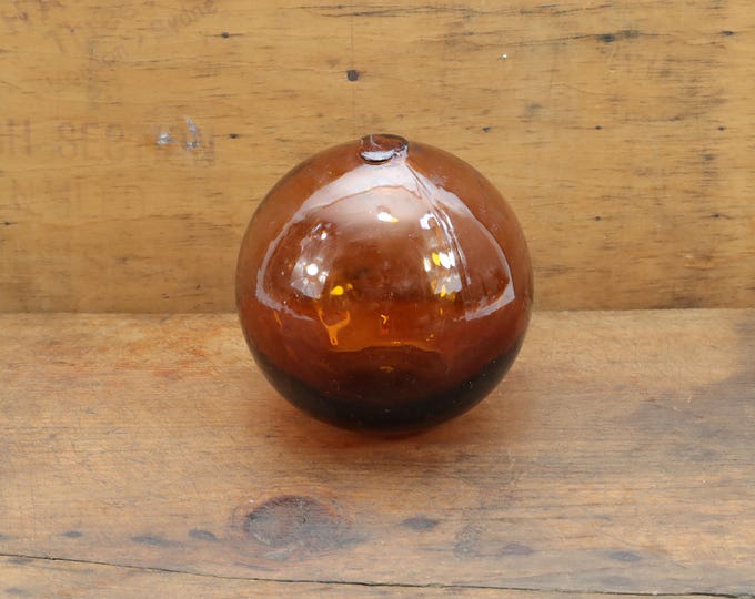 Norwegian Old Fishing Float 1940s | Maritime Treasure | Reddish Brown Glass Ball | Nautical Nostalgia | Collector's Item