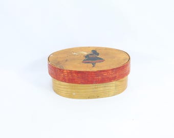 Norwegian Bentwood Jewelry Box 1920s|Oval Jewelry Box|Antique Painted Box|Folk Art Gift|Historical Keepsake