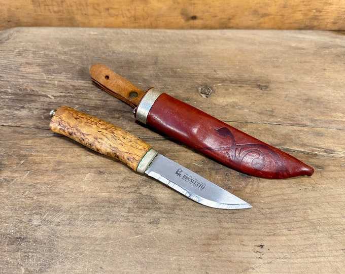 Multi-Purpose Norwegian Knife with Flame Birch Shaft | For Hunting & Fishing Trips