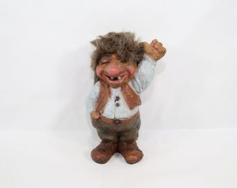Vintage NyForm Norwegian Troll Figurine No.106 Hitchhiker | Handmade 1960s Folk Art | Scandinavian Collectible