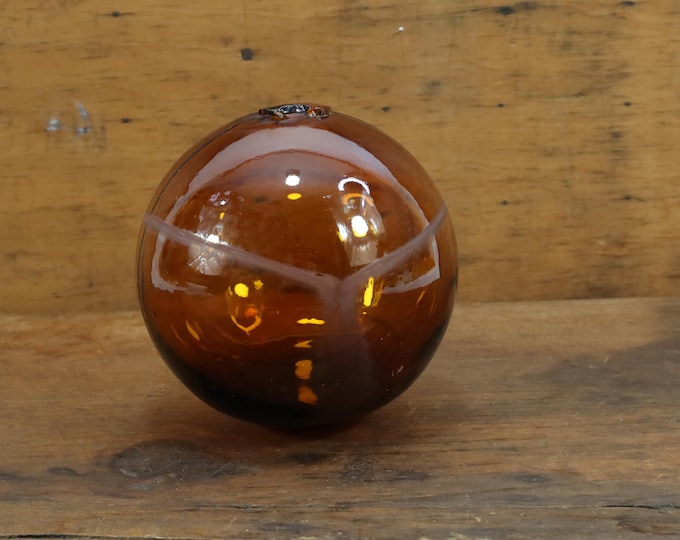 Norwegian Old Fishing Float 1940s | Maritime Treasure | Reddish Brown Glass Ball | Nautical Nostalgia | Collector's Item