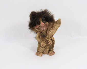 Vintage Norwegian Ski Troll Figurine - NyForm Folklore Collectible with Exquisite Detail